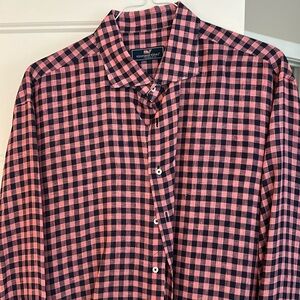 Vineyard Vines Pink and Navy gingham 100% linen XXL